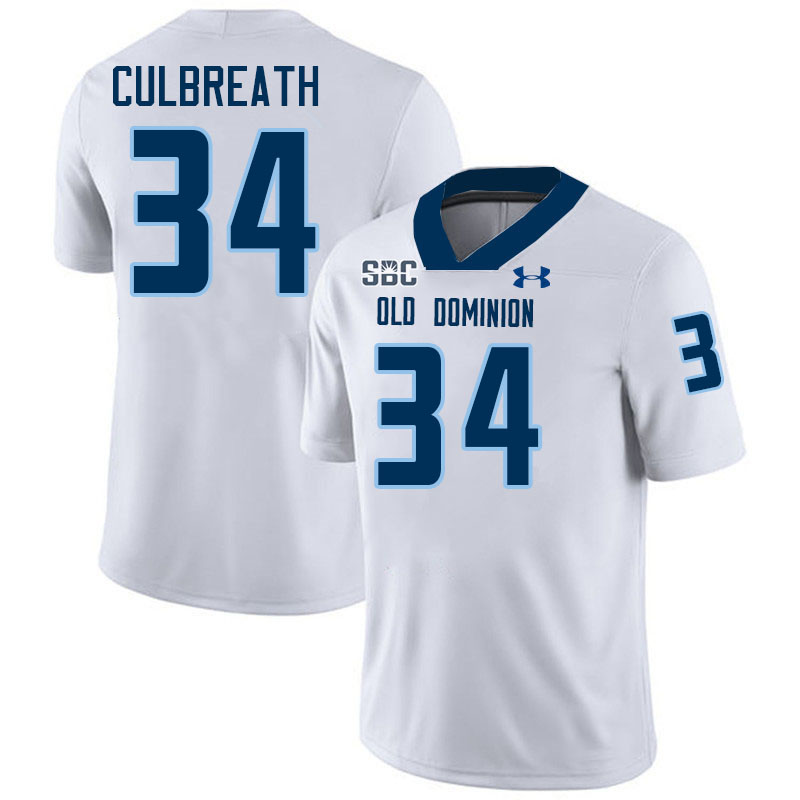 #34 Jahleel Culbreath Old Dominion Monarchs College Football Jerseys Stitched-White